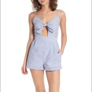Everly Tie Front Seersucker Romper